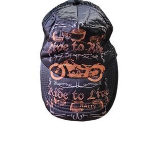 Vintage Rise To Live To Ride Hat 1962 Snapback Motercycle Biker Mesh Cap